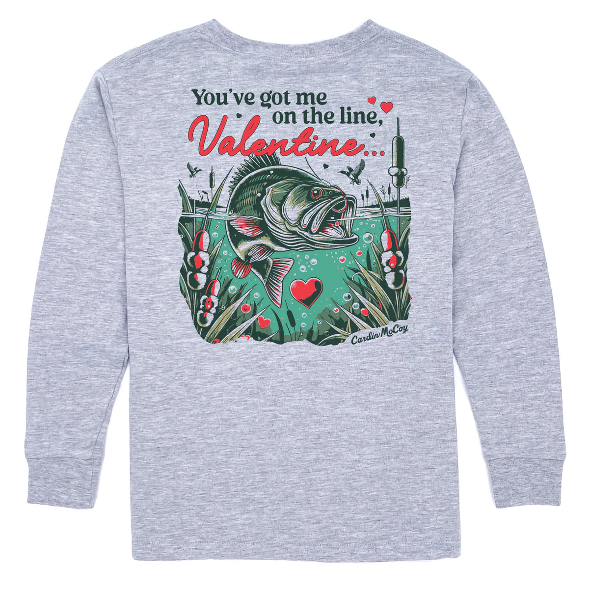 KIDS' ON THE LINE LS TEE - HEATHER GREY