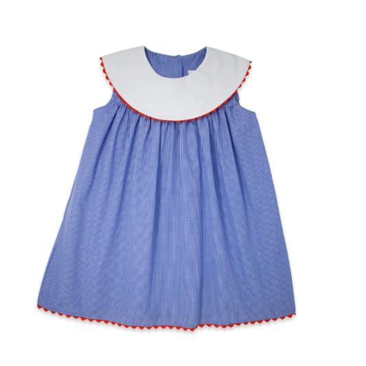 SANDRA DRESS - ROYAL MINIGINGHAM