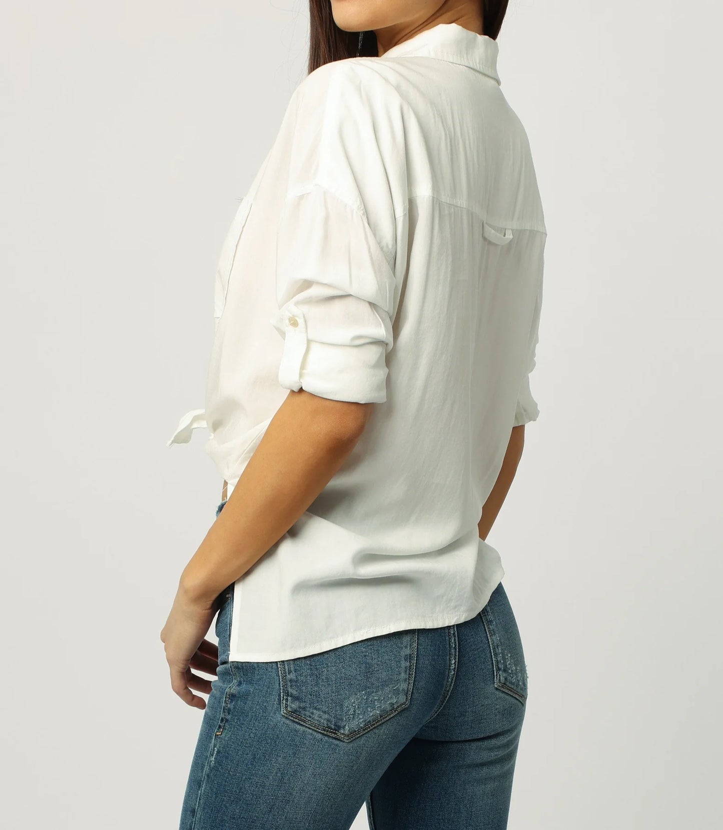 ARIANNA FRONT TIE SHIRT - WHITE