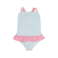 TAYLOR BAY BATHING SUIT - PICCADILLY PLAID/HAMPTONS HOT PINK