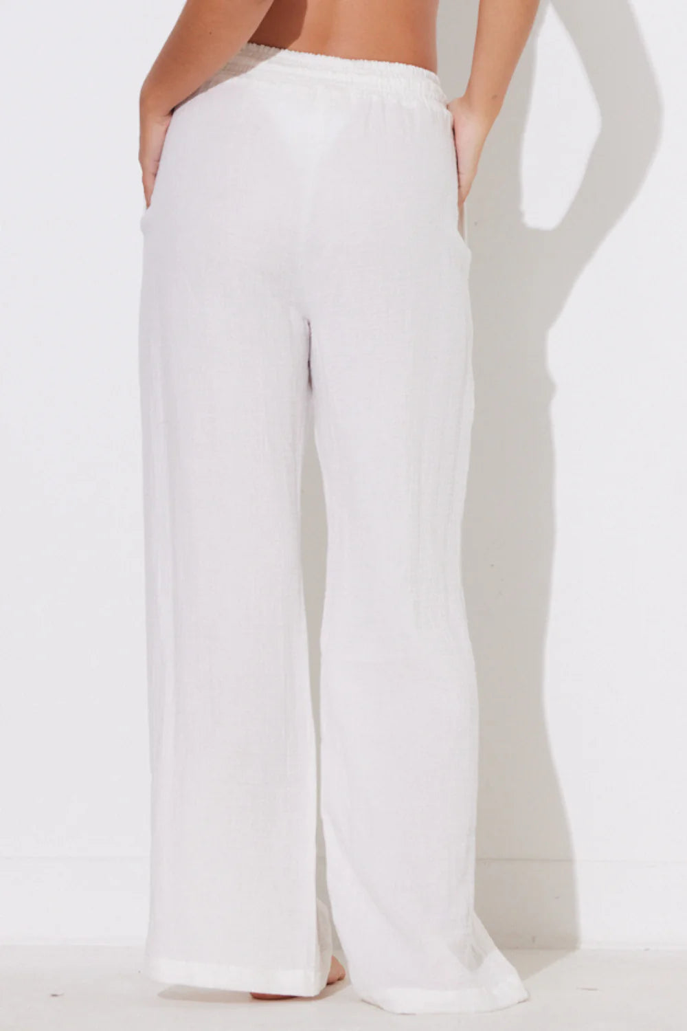 GAUZE WIDE LEG PANT - WHITE