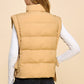 ZIPPER FRONT PUFFER VEST - MOCHA