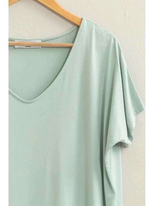 V NECK DOLMAN SHORT SLEEVE - MINT