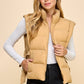 ZIPPER FRONT PUFFER VEST - MOCHA