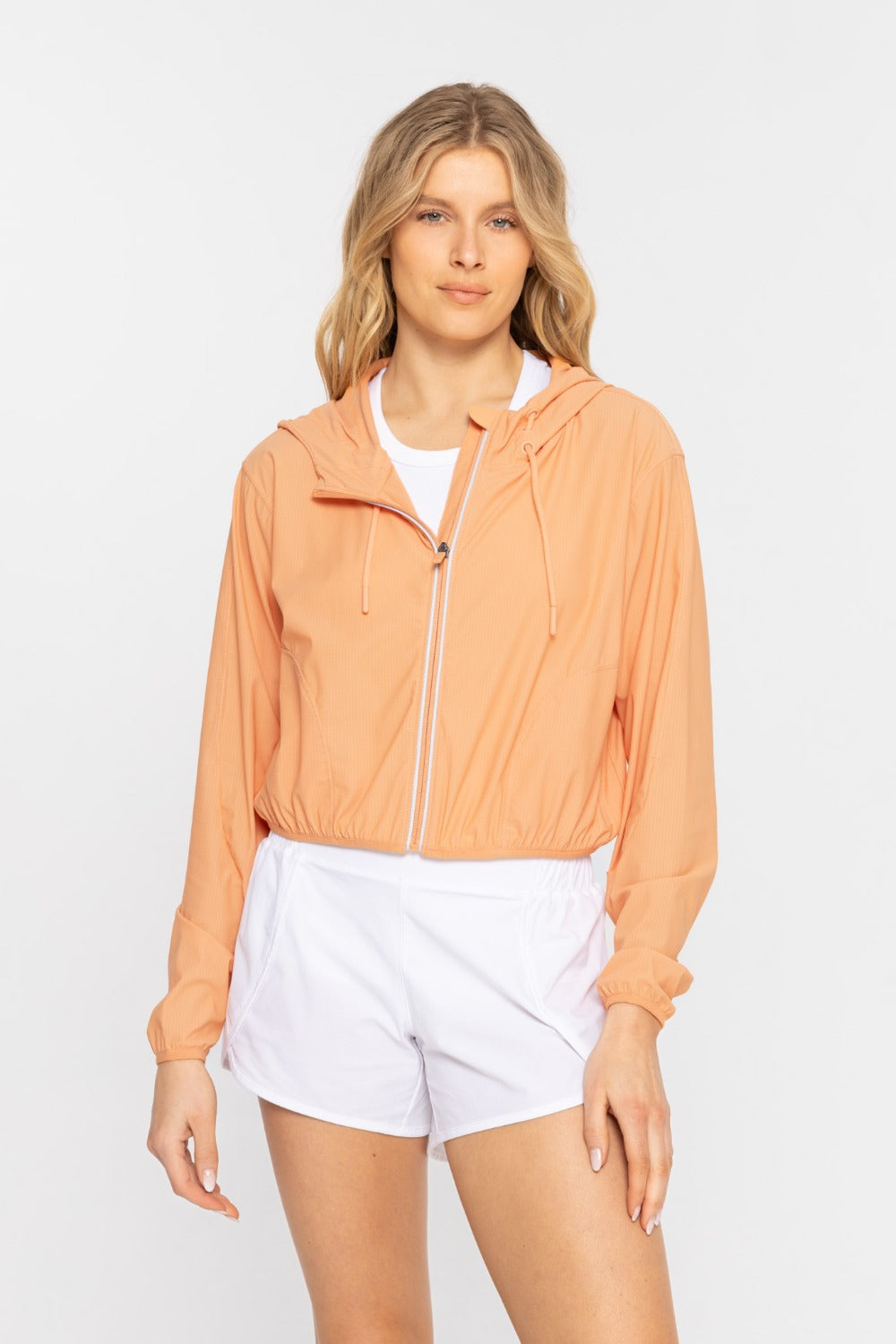 PACKABLE WINDBREAKER WITH HOOD - TERRACOTTA