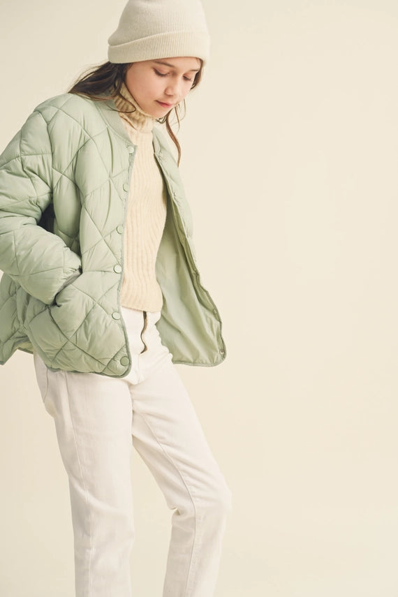 GIRLS QUILTED JACKET - SAGE