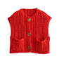 CHUNKY NEEDLE KNITTED VEST - RED