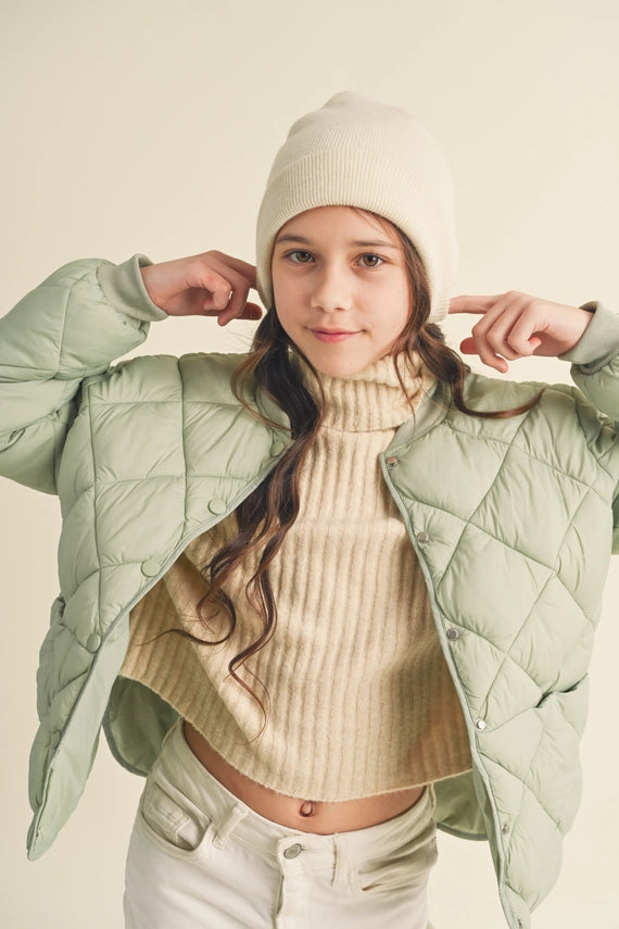 GIRLS QUILTED JACKET - SAGE