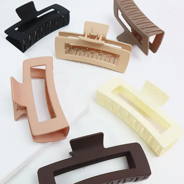 MATTE JUMBO CUT OUT RECTANGLE HAIR CLAW CLIP - ASSORTED COLORS