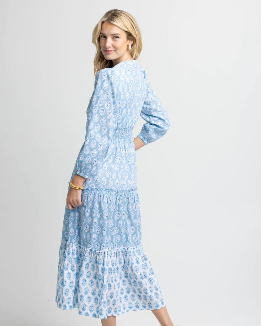 BLAIRE GARDEN PRINTED MAXI DRES - CLEARWATER BLUE