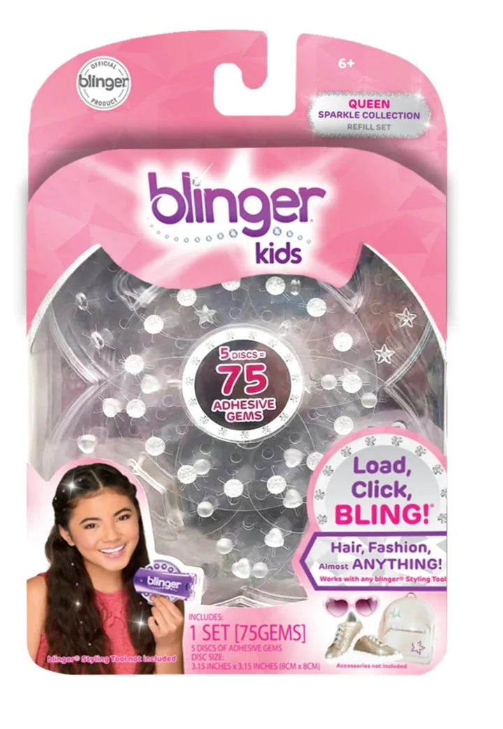  blinger Glimmer Refill Pack, 5 Discs - 75 Precision-Cut  Crystals, Bedazzling Hair Gems, Hair-Safe Adhesive – Bling In Brush Out