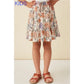 GIRLS FLORAL DRAWSTRING SKIRT WITH SHORTS - IVORY