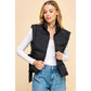 ZIPPER FRONT PUFFER VEST - BLACK