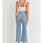 PATCH POCKET WIDE LEG JEANS - LIGHT WASH