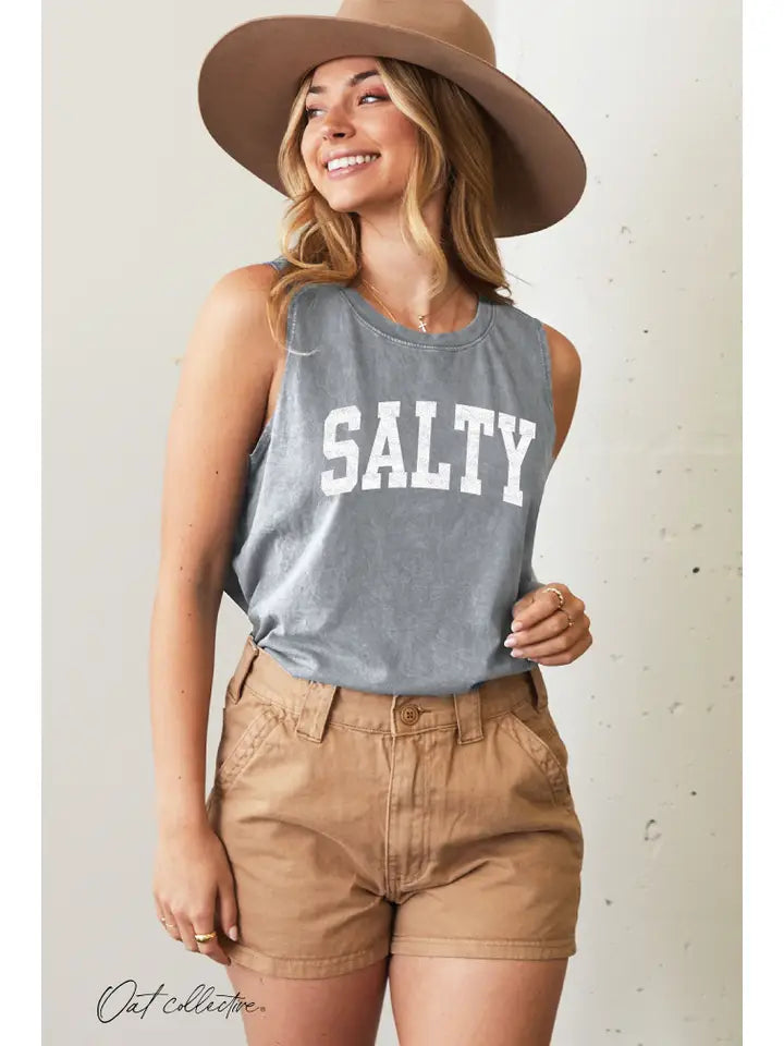 SALTY MINERAL GRAPHIC TANK TOP - LT. GREY