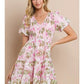 FLORAL TIERED DRESS - PINK