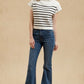 STRIPE FUNNEL NECK TOP - IVORY