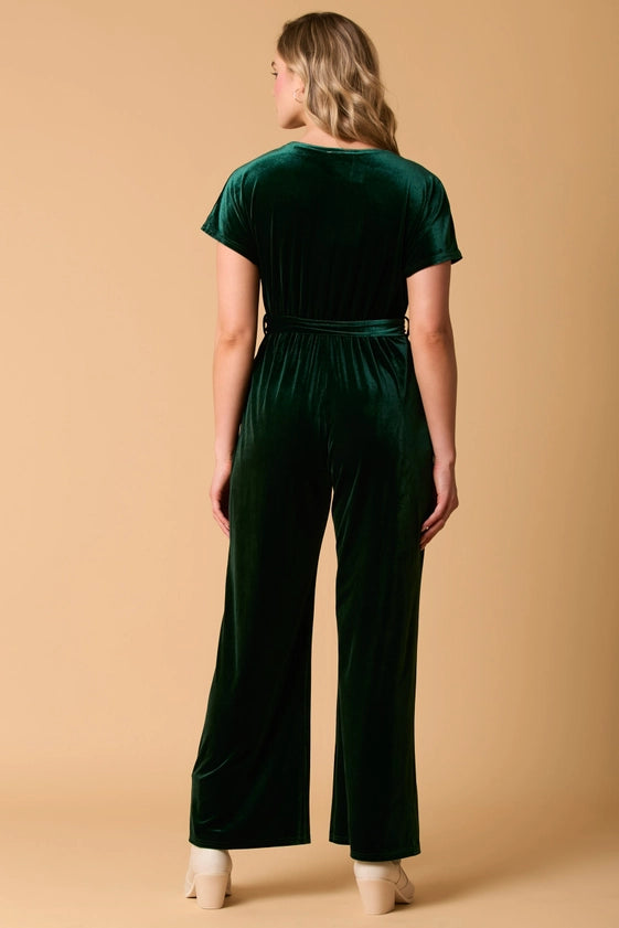 VELVET ROMPER - HUNTER GREEN