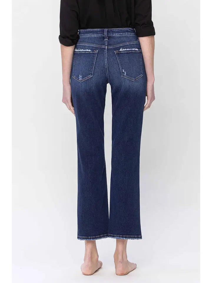 HIGH RISE ANKLE STRAIGHT JEANS - CHARMING