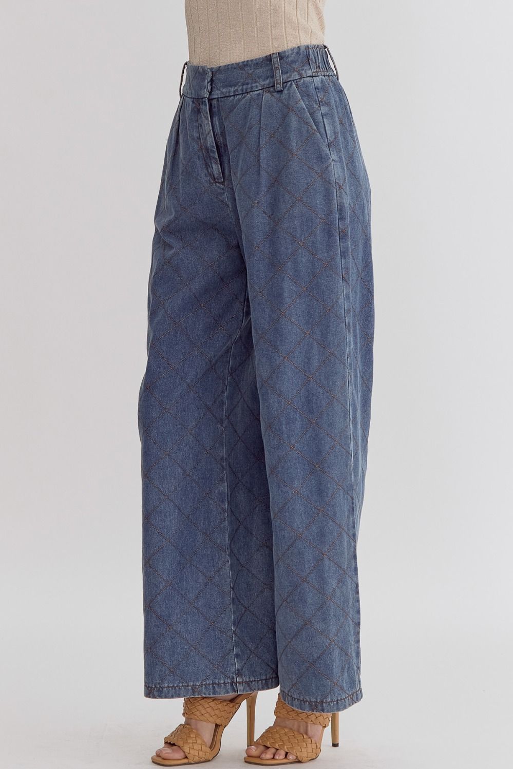 HIGH WAIST DENIM WIDE LEG PANTS