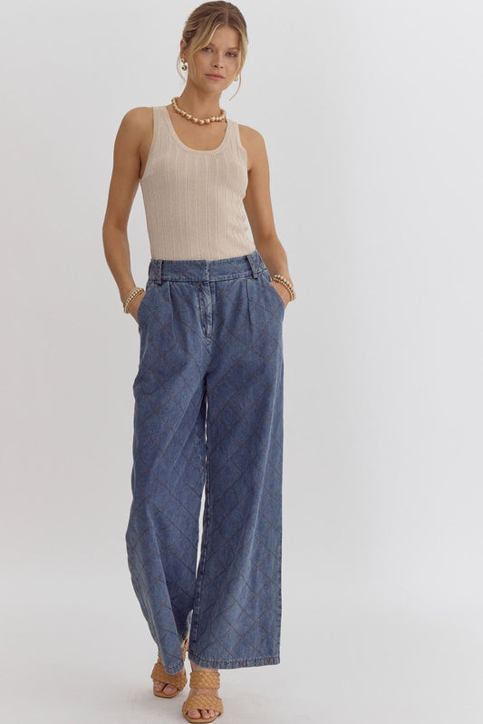 HIGH WAIST DENIM WIDE LEG PANTS