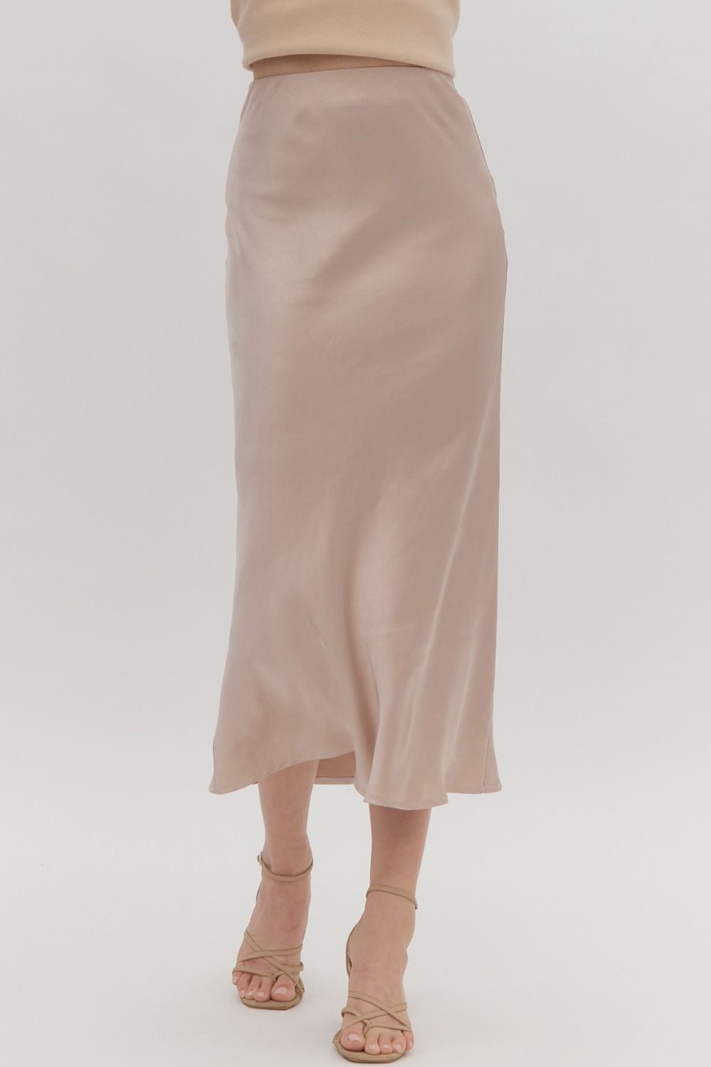 SATIN HIGH WAISTED MAXI SKIRT - CHAMPAGNE