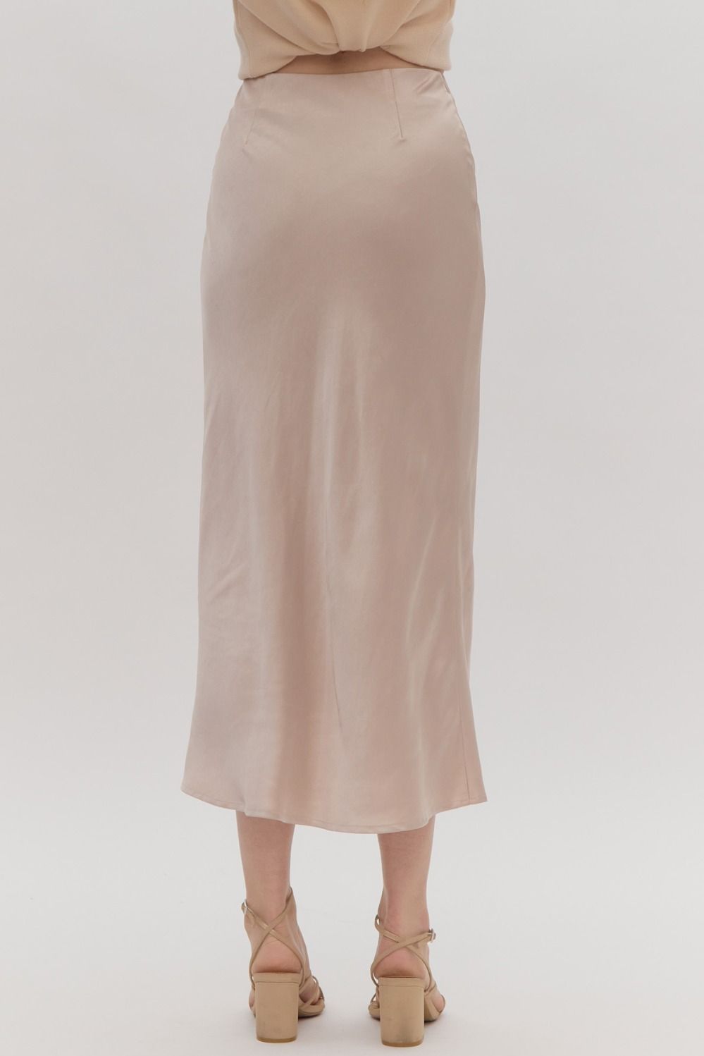 SATIN HIGH WAISTED MAXI SKIRT - CHAMPAGNE