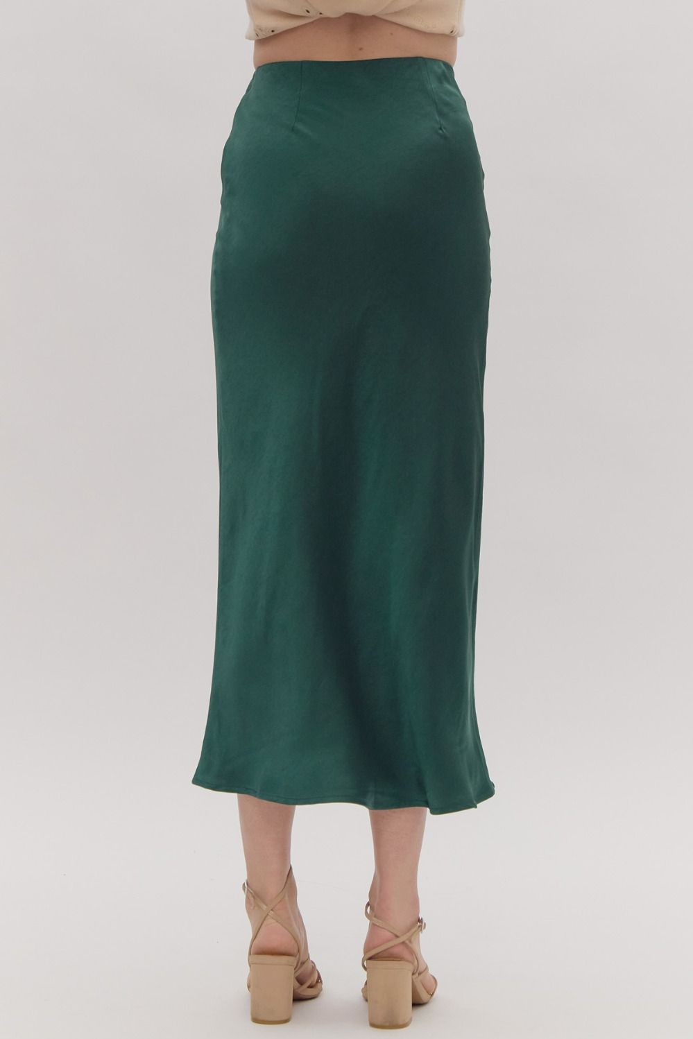 SATIN HIGH WAISTED MAXI SKIRT - HUNTER GREEN