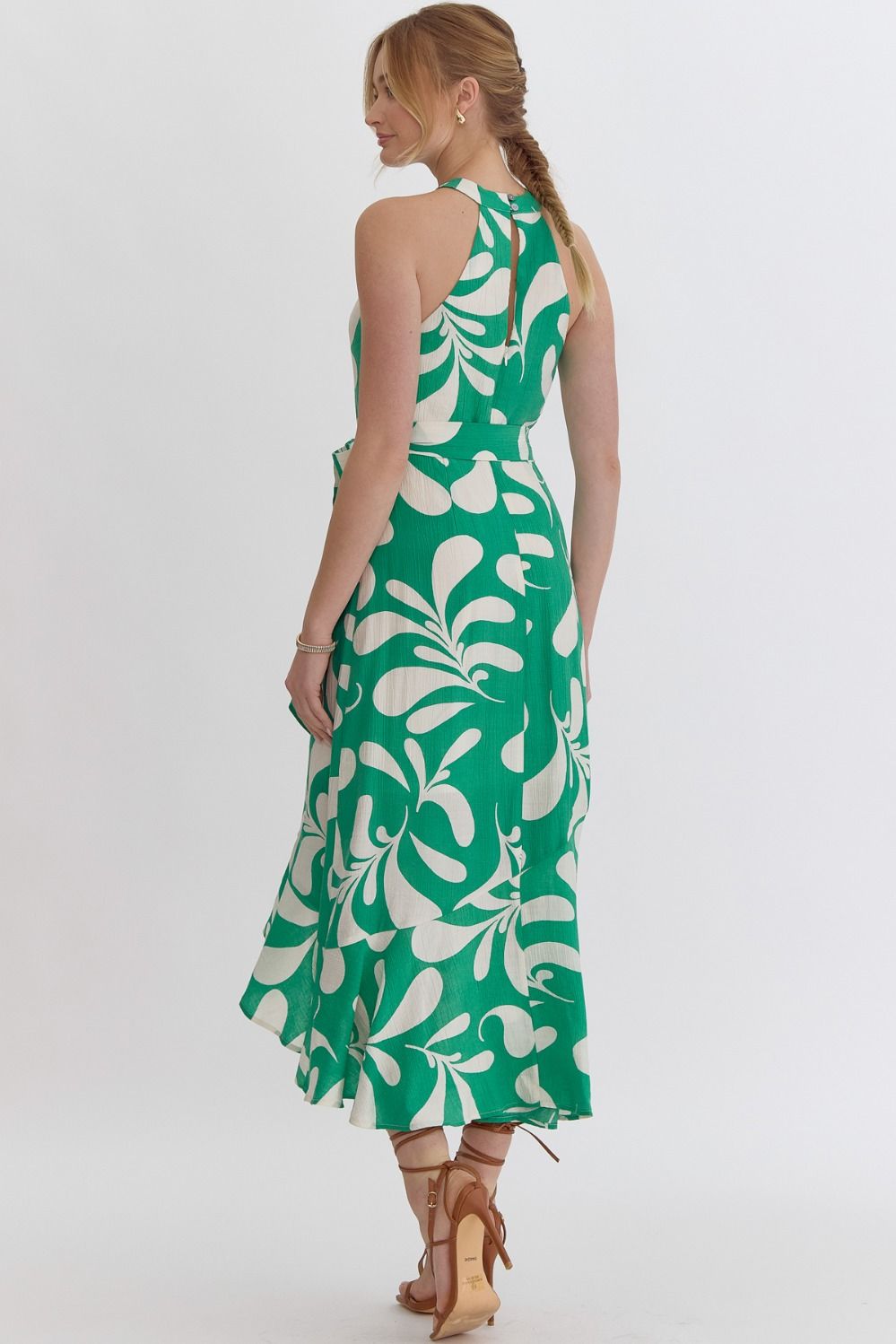 GREEN HALTER DRESS