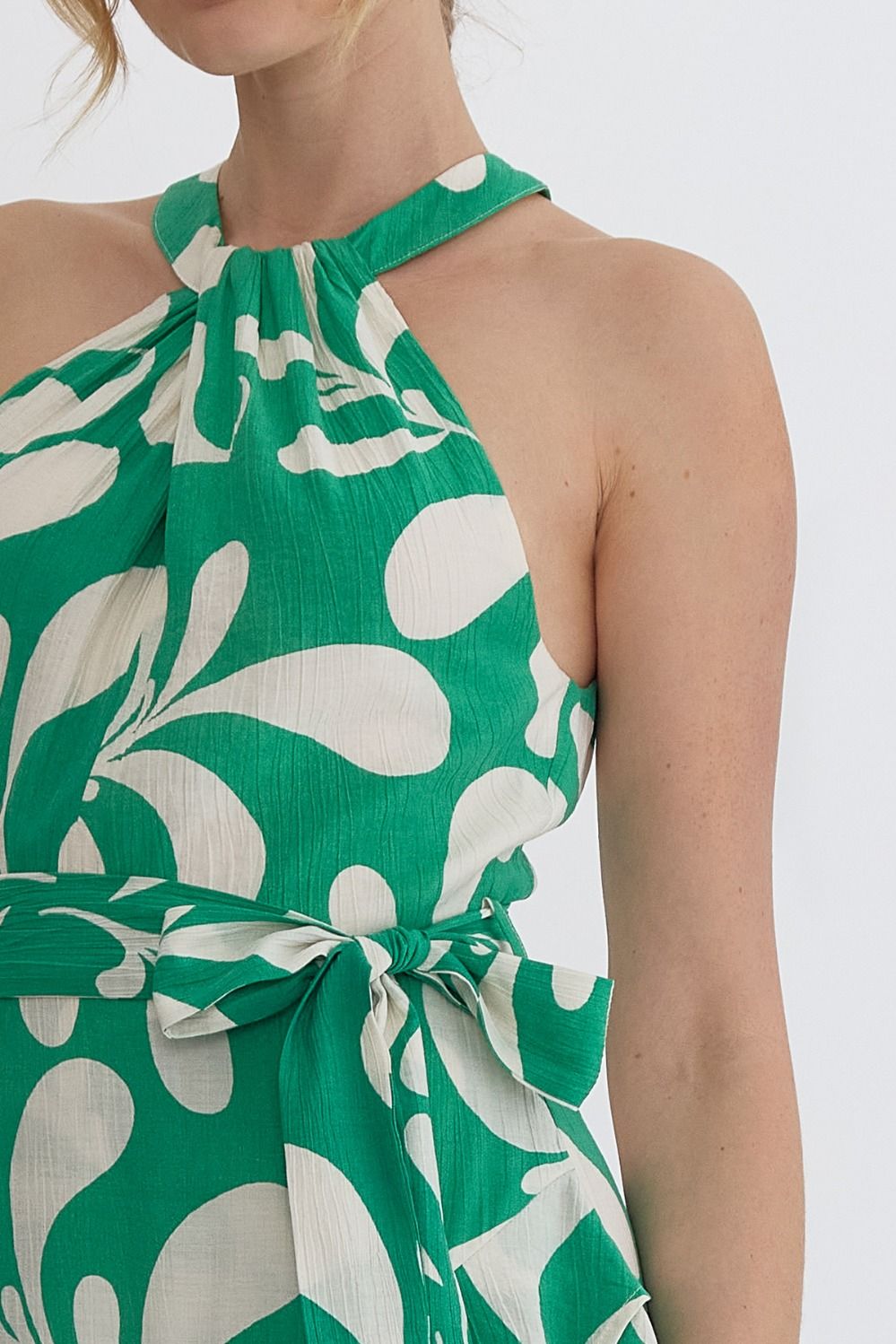 GREEN HALTER DRESS