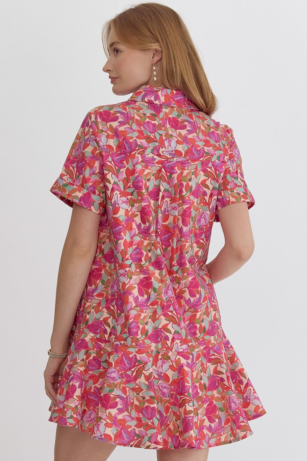 FLORAL PRINT MINI DRESS - PLUM