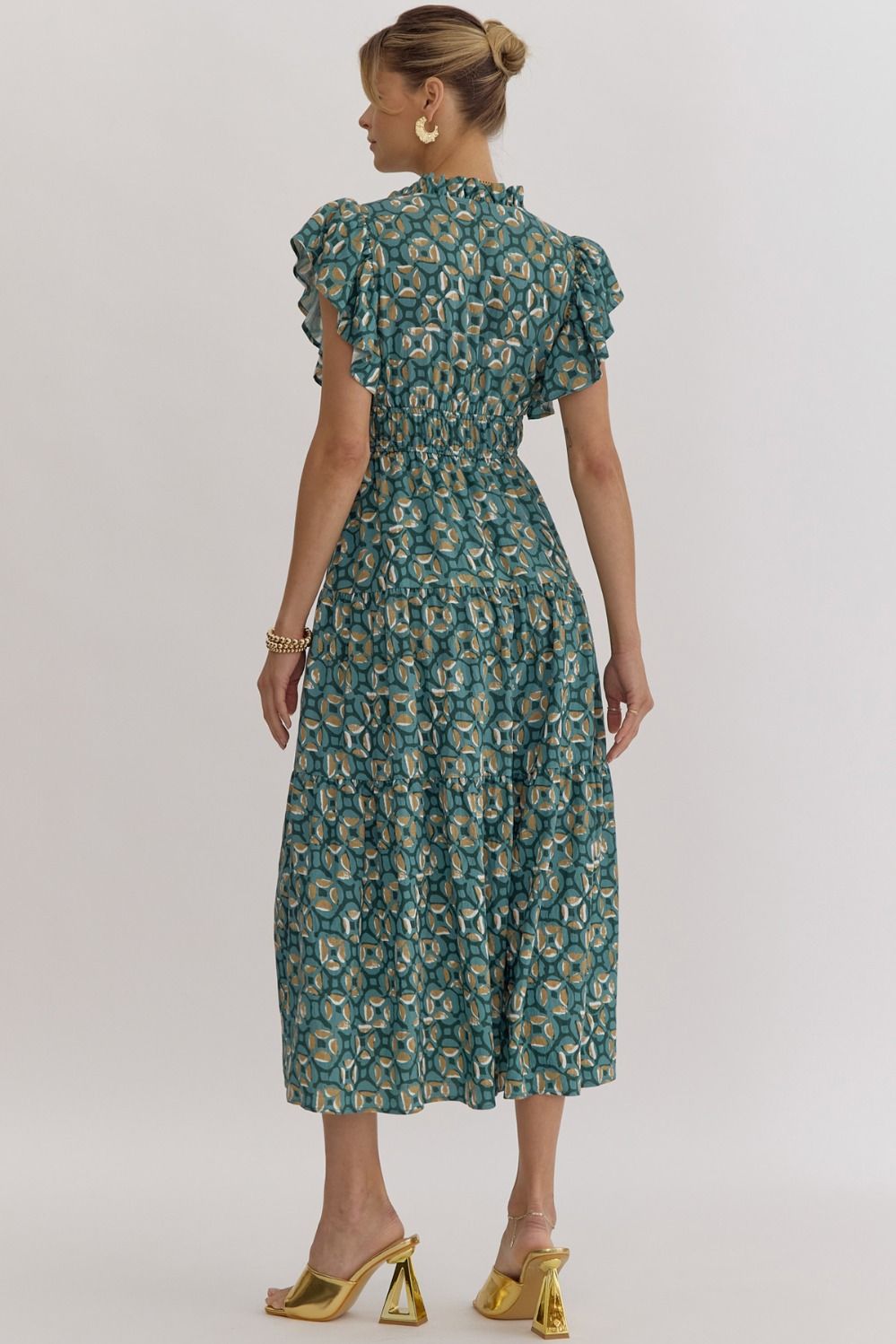 PRINTED MAXI DRESS - GREEN