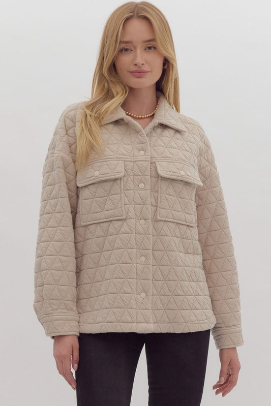 QUILTED SHACKET - ECRU