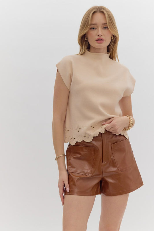 SLEEVELESS SWEATER TOP - ECRU