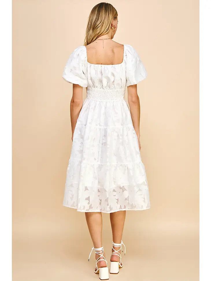 MIDI LACE DRESS - WHITE