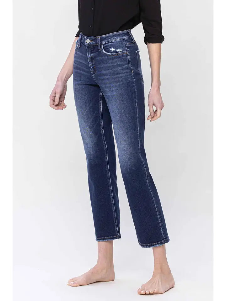 HIGH RISE ANKLE STRAIGHT JEANS - CHARMING