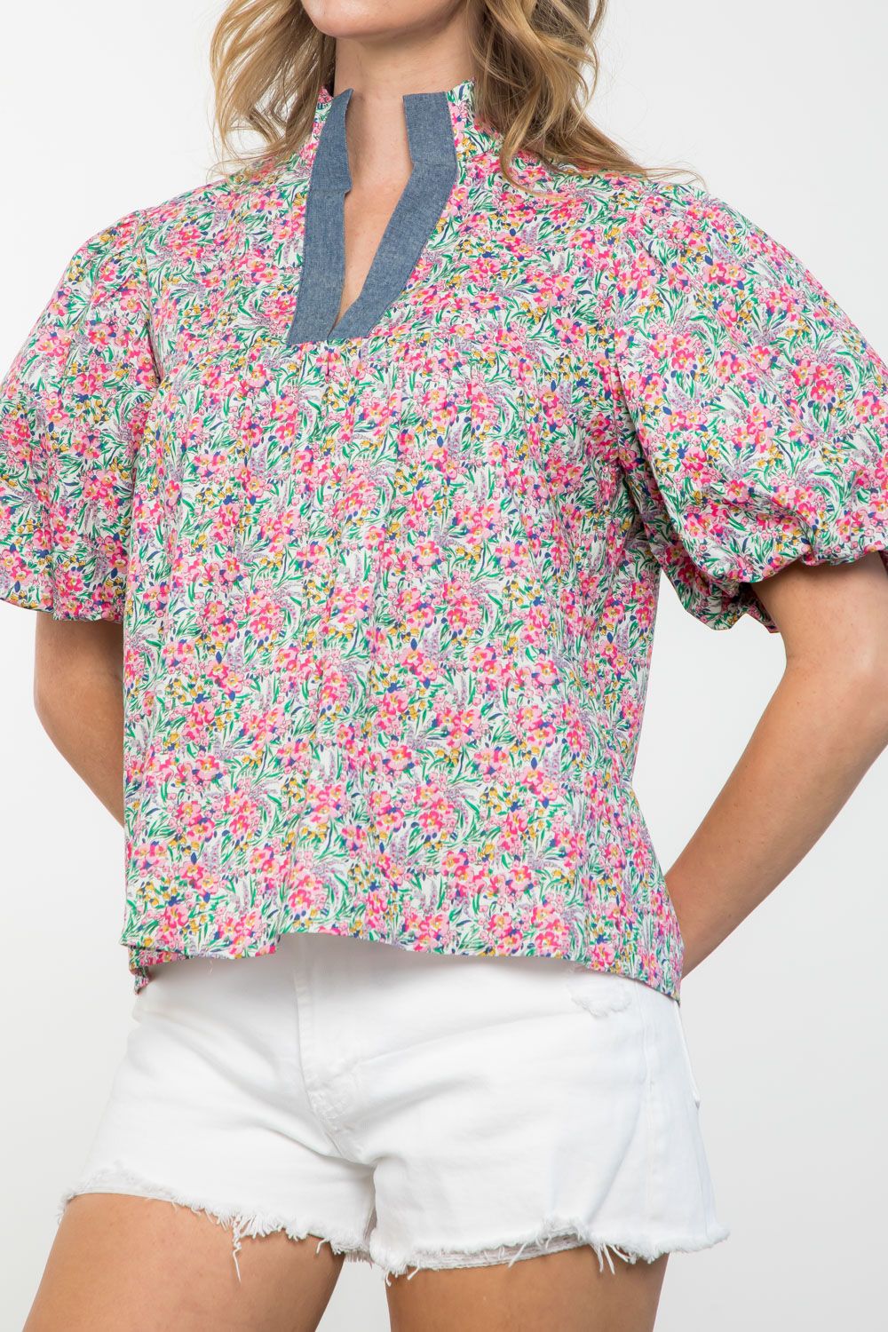 PUFF SLEEVE FLORAL TOP