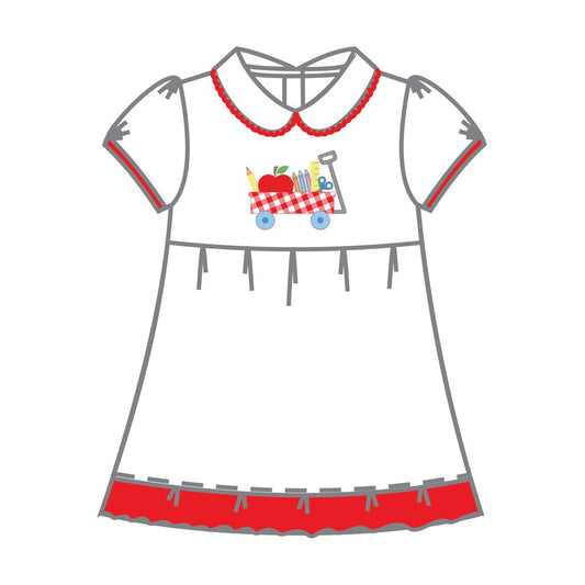 BACK TO SCHOOL WAGON APPLIQUE DRESS