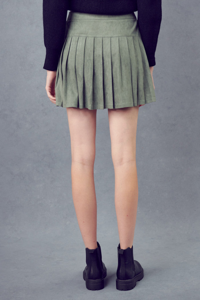 WRAP MINI SKIRT - DUSTY GREEN