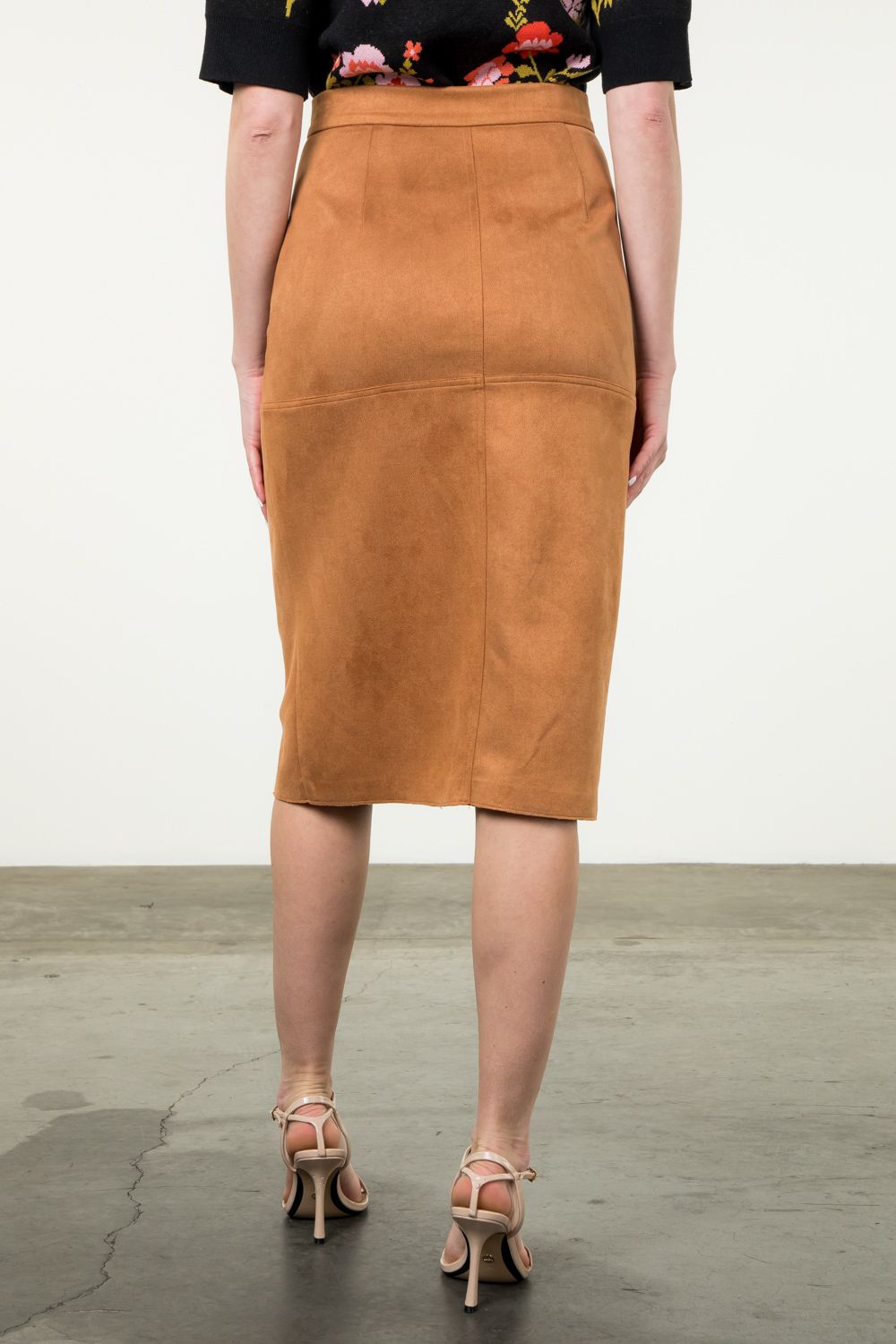 LONG SUEDE SKIRT - CLAY