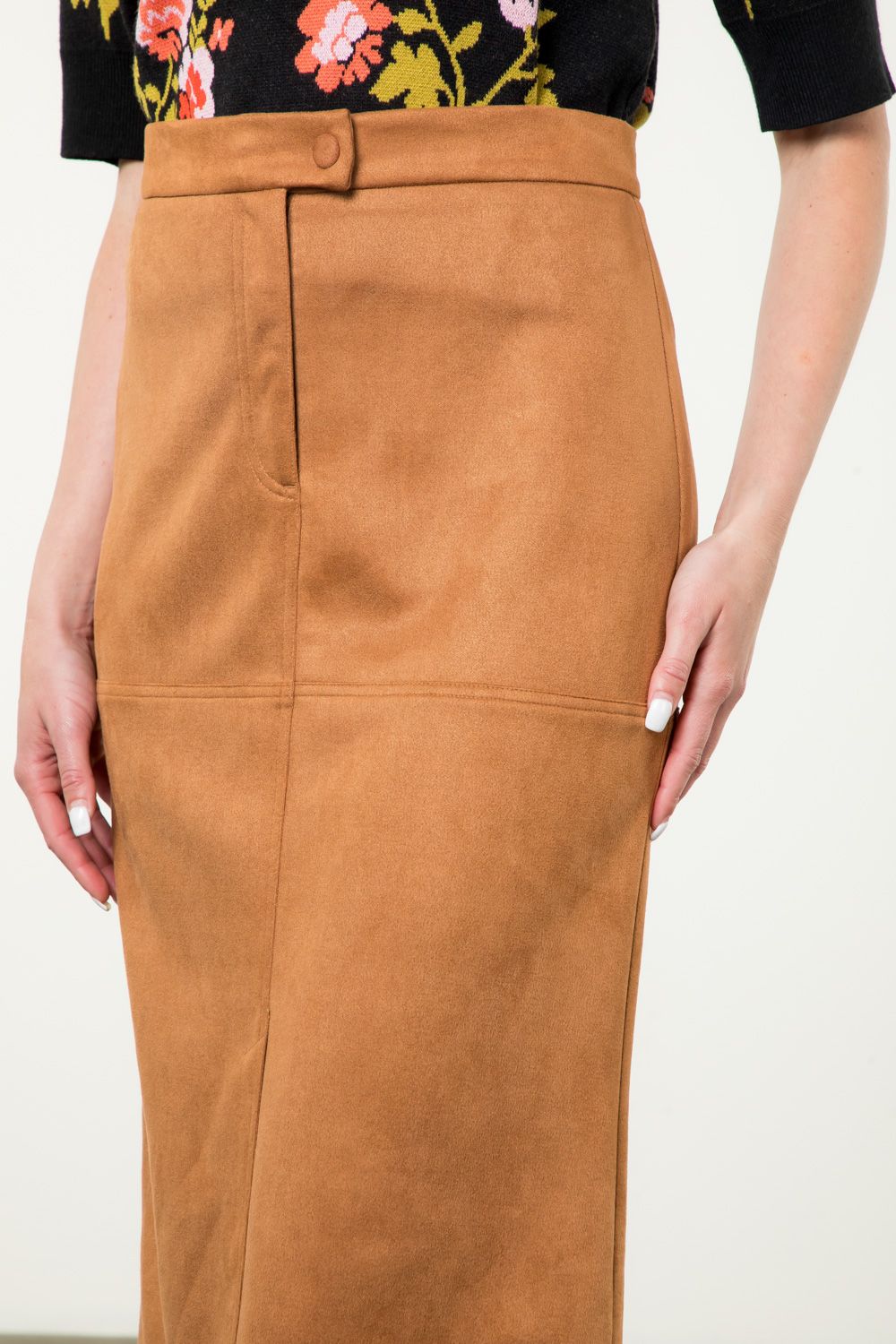 LONG SUEDE SKIRT - CLAY