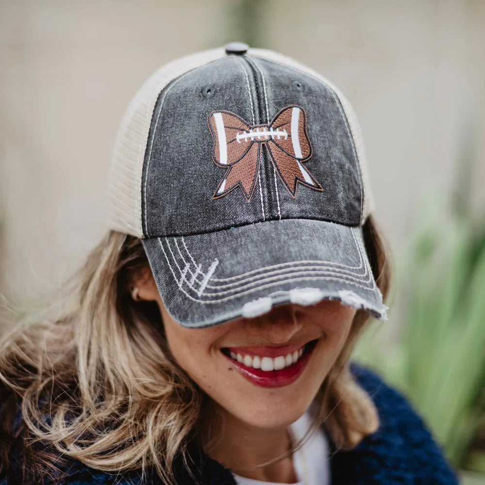 FOOTBALL BOW COQUETTE PATCH TRUCKER HAT