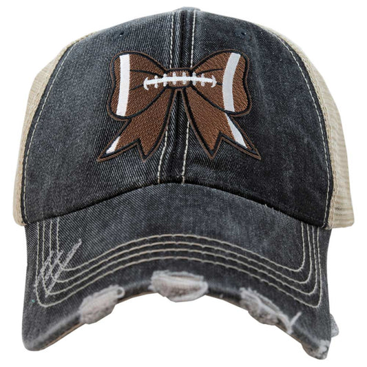 FOOTBALL BOW COQUETTE PATCH TRUCKER HAT