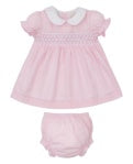 WOVEN DRESS W/ SMOCKING - PINK