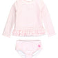 RUFFLE HEM RASH GAURD TWO PIECE - PINK GINGHAM