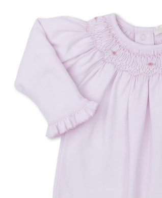 FOOTIE W/ HAND SMOCKING - PINK