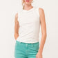 ROUND NECK SLEEVELESS TANK - WHITE