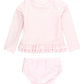 RUFFLE HEM RASH GAURD TWO PIECE - PINK GINGHAM