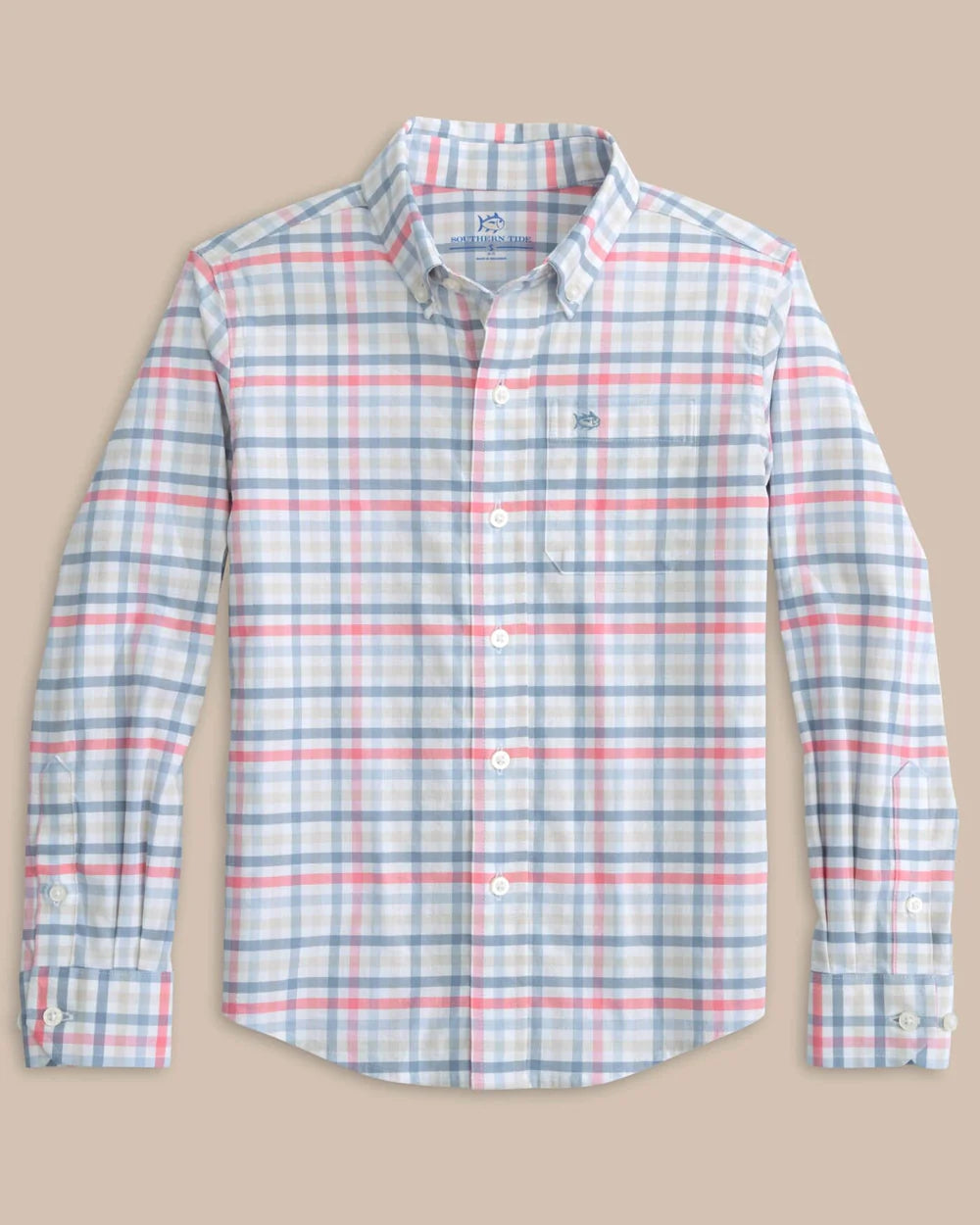 COASTAL PASSAGE PLAID LS SHIRT - GERANIUM PINK