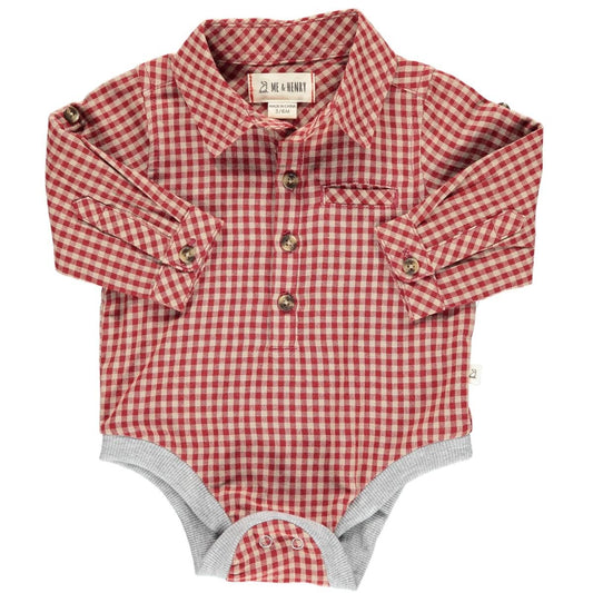 JASPER WOVEN ONESIE - RED/BEIGE PLAID